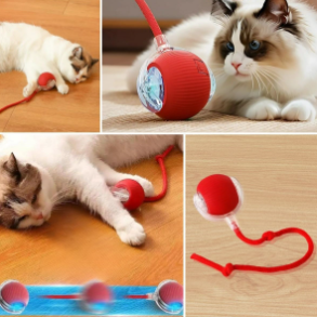 Patiboo İnteraktif Akıllı Kedi Oyuncak Topu – Işıklı ve İpli Hareketli Kedi Oyuncağı